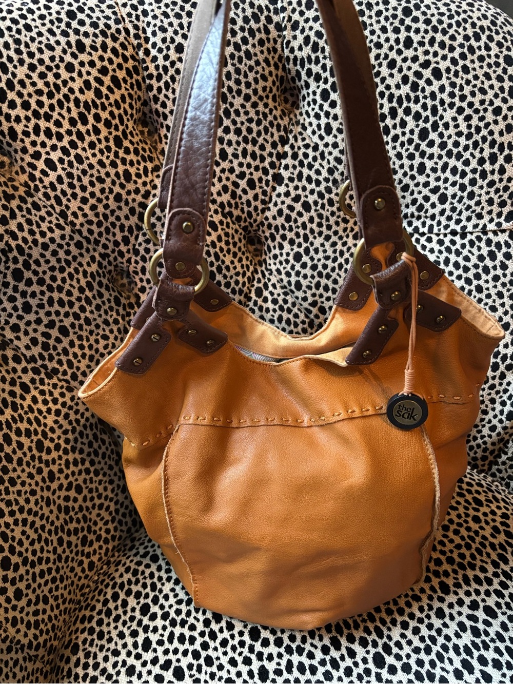 The Sak Vintage Leather Hobo Bag - Two Tone Caramel & Brown Shoulder Purse